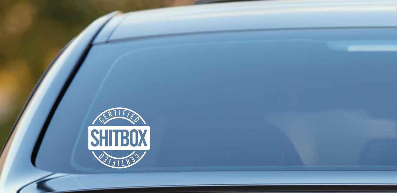 Certified Shitbox funny car sticker, joke sticker, humorous gift, vinyl decal image 0