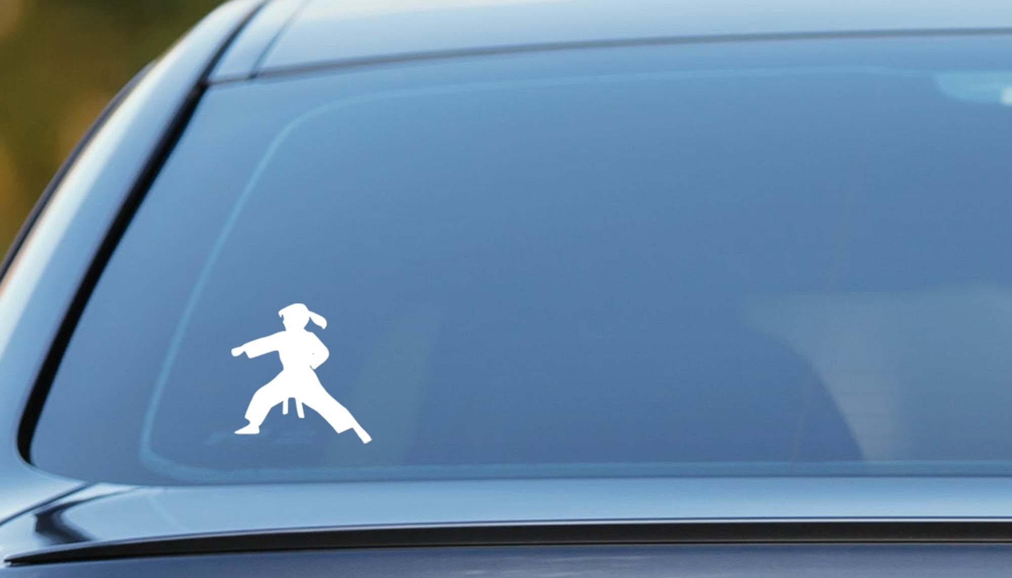 Karate girl sticker for laptop or car window, martial arts gift image 0