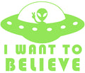 I Want To Believe Alien UFO Decal, X Files sticker image 0