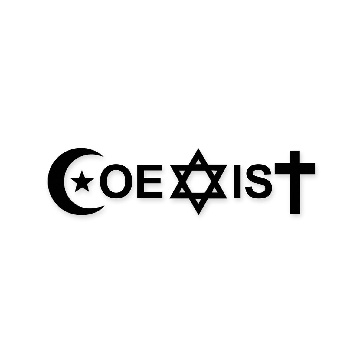 Coexist car sticker, peace love religion laptop decal