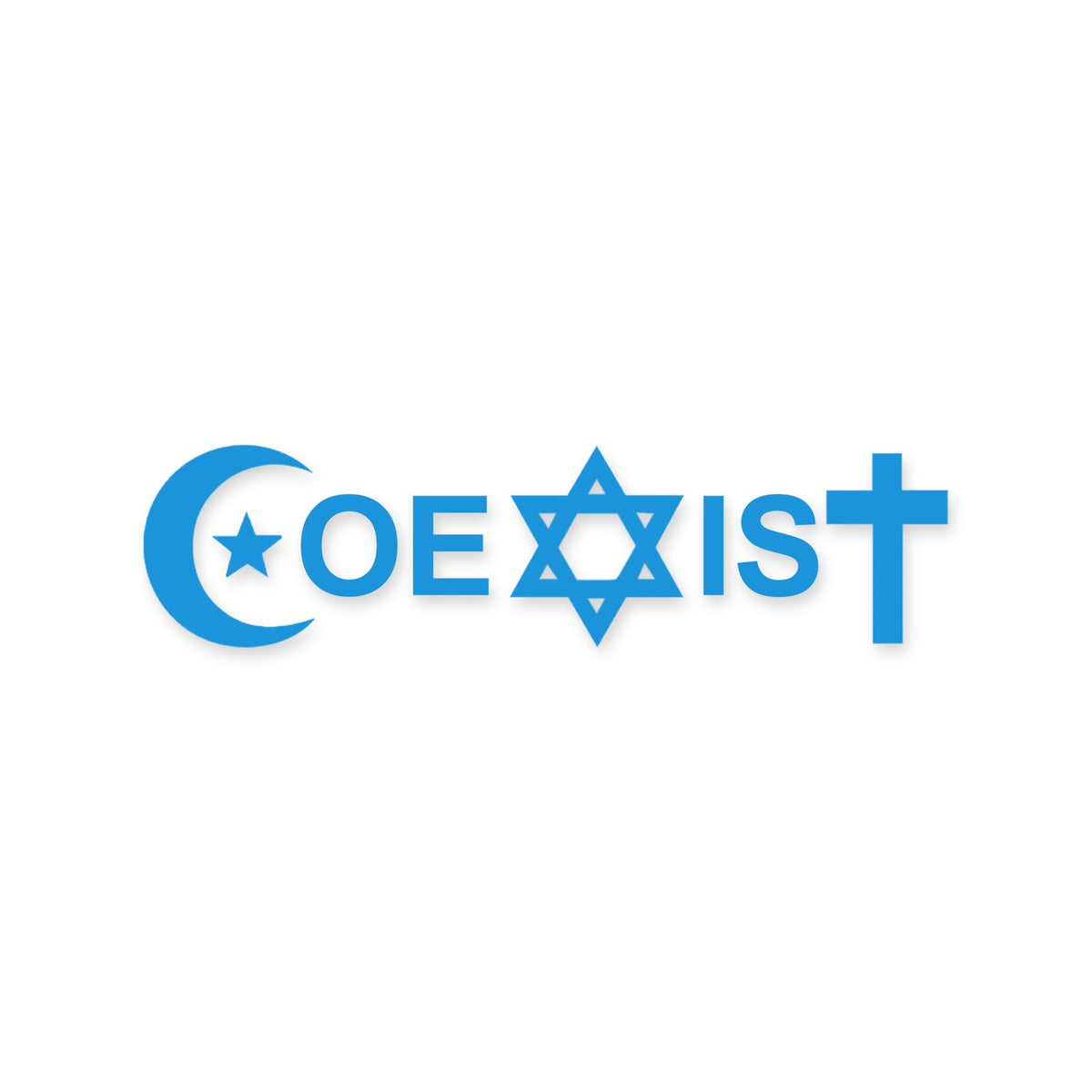 Coexist car sticker, peace love religion laptop decal