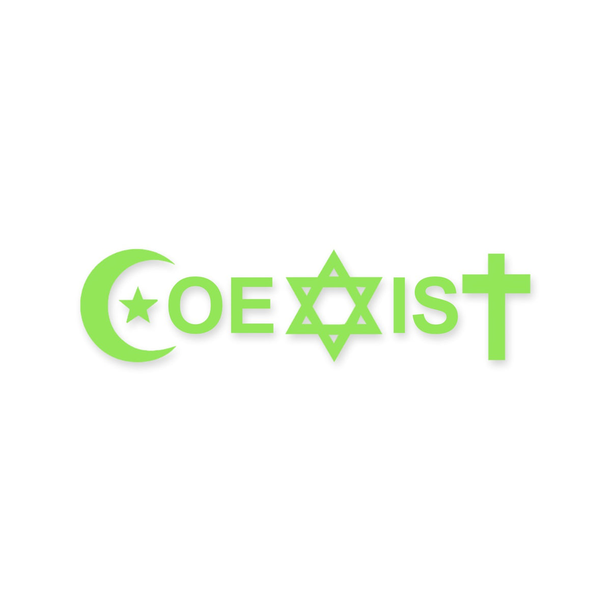 Coexist car sticker, peace love religion laptop decal