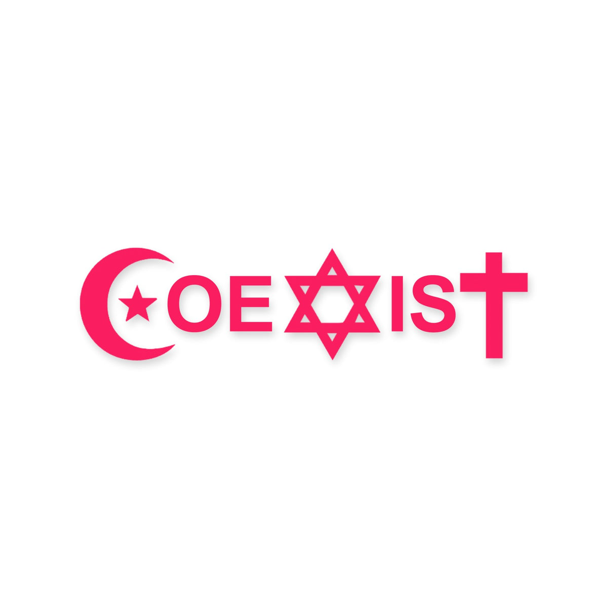 Coexist car sticker, peace love religion laptop decal