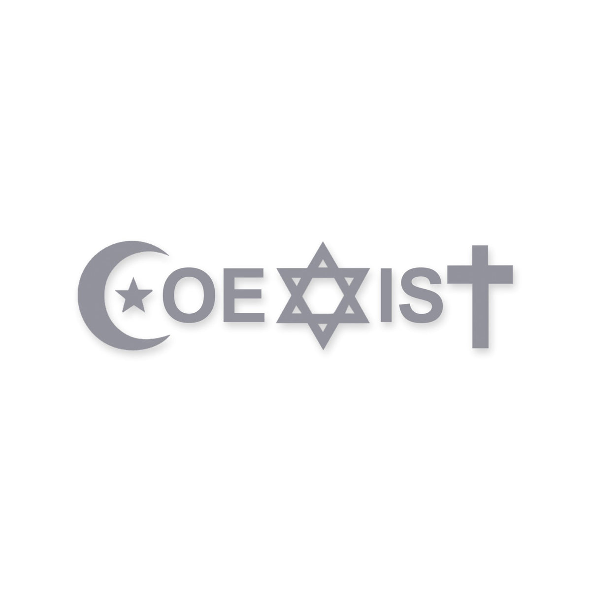 Coexist car sticker, peace love religion laptop decal
