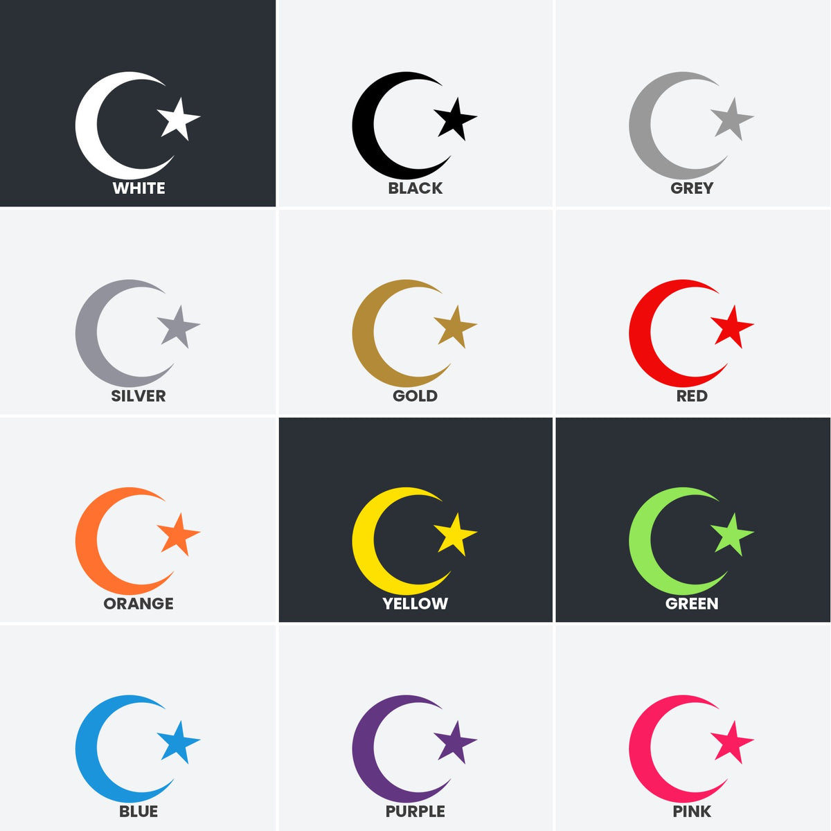 Crescent and Star car sticker, Arabic Islamic Muslim decal