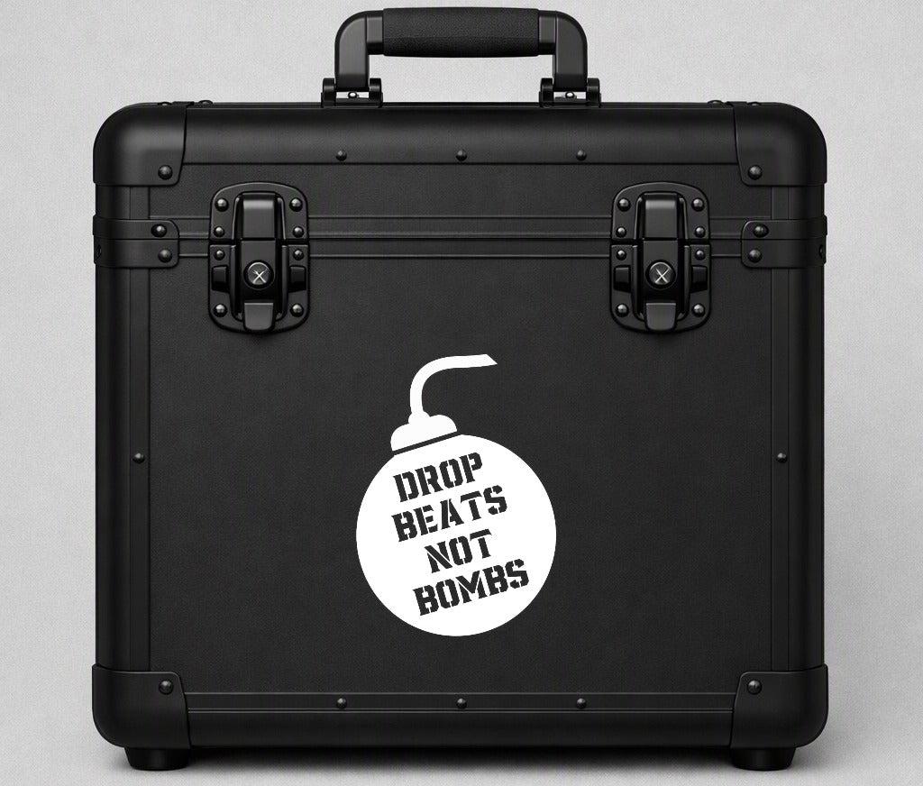 Drop Beats Not Bombs sticker - White