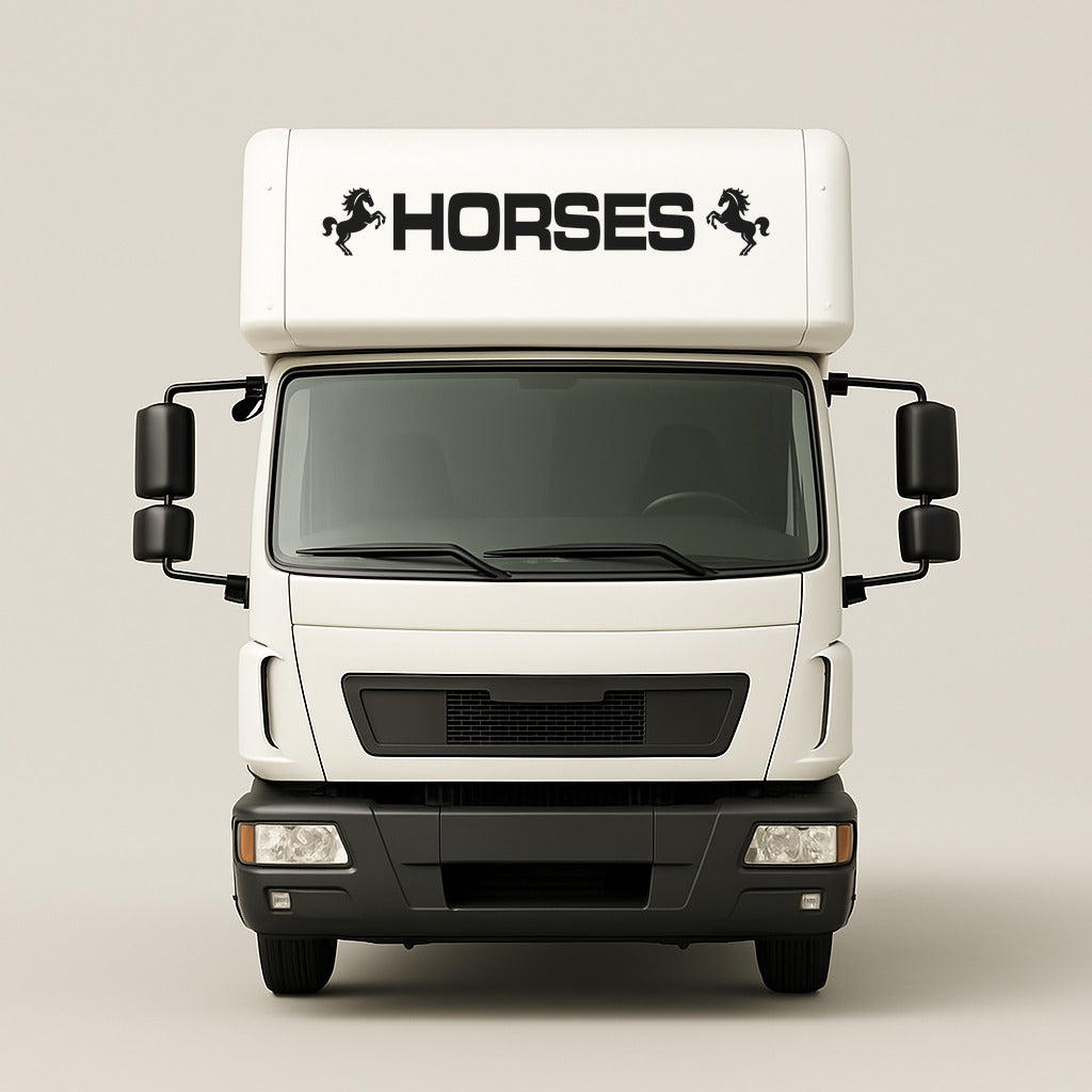Horse Lorry Horsebox Equestrian Van vinyl decal on lorry body panel