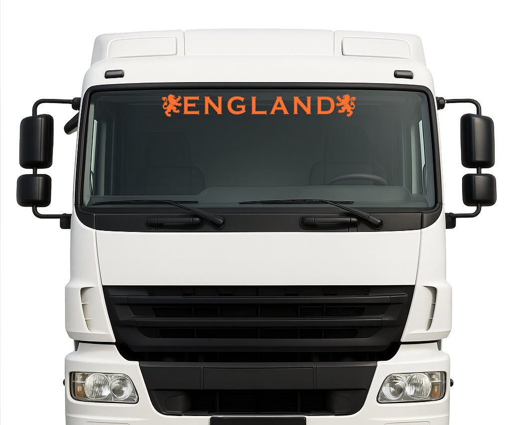 English Lion lorry windscreen sticker in Orange