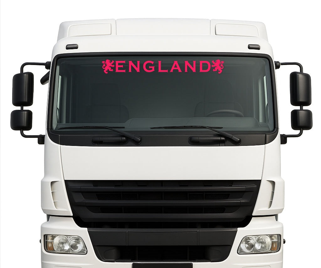 English Lion lorry windscreen sticker in pink