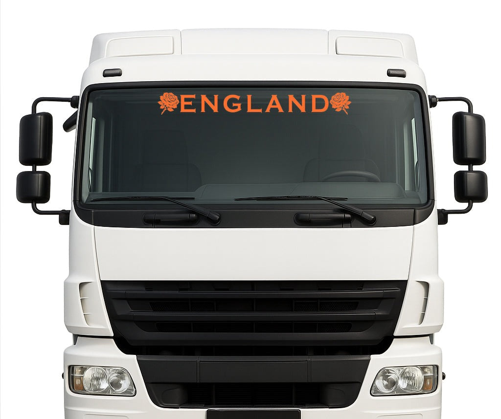 English Rose lorry windscreen sticker in Orange