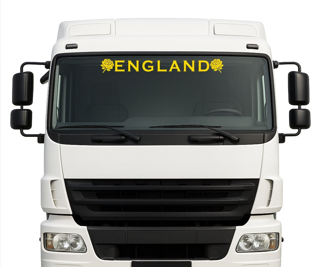 English Rose lorry windscreen sticker in Yellow