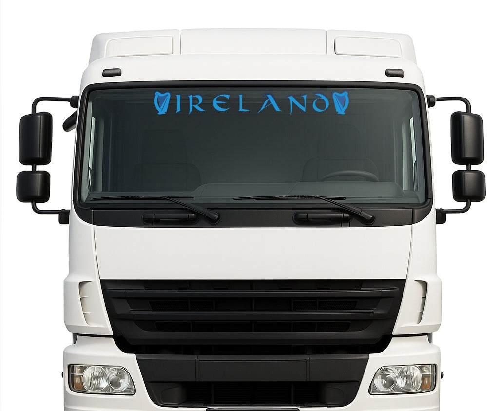Irish Harp lorry windscreen sticker in Blue