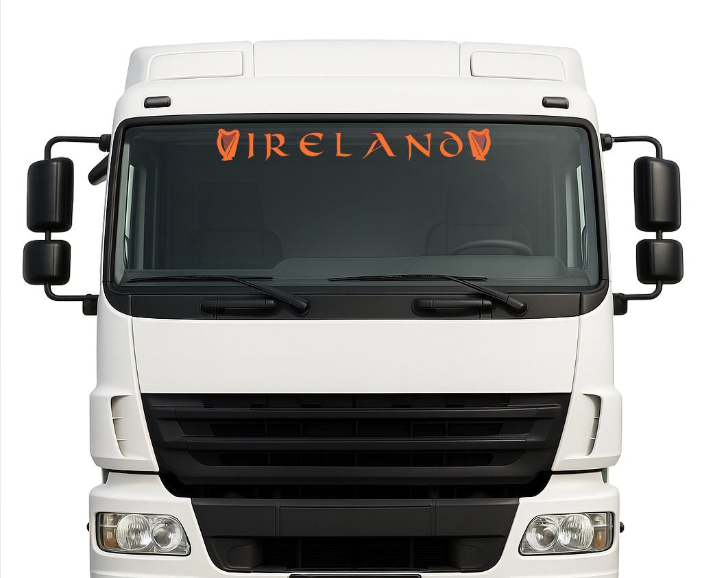 Irish Harp lorry windscreen sticker in Orange