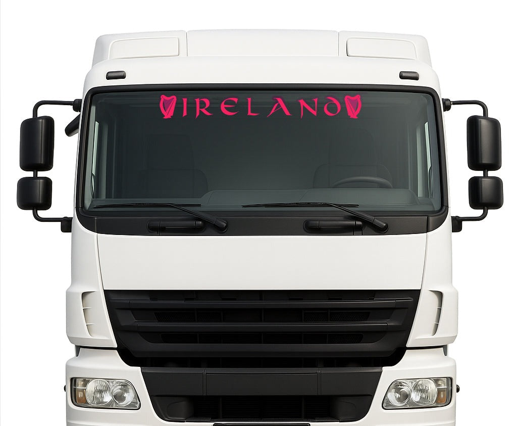 Irish Harp lorry windscreen sticker in pink