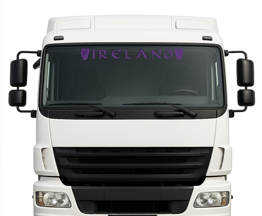 Irish Harp lorry windscreen sticker in Purple