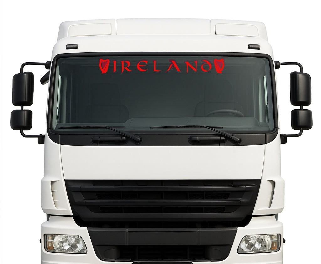 Irish Harp lorry windscreen sticker in Red