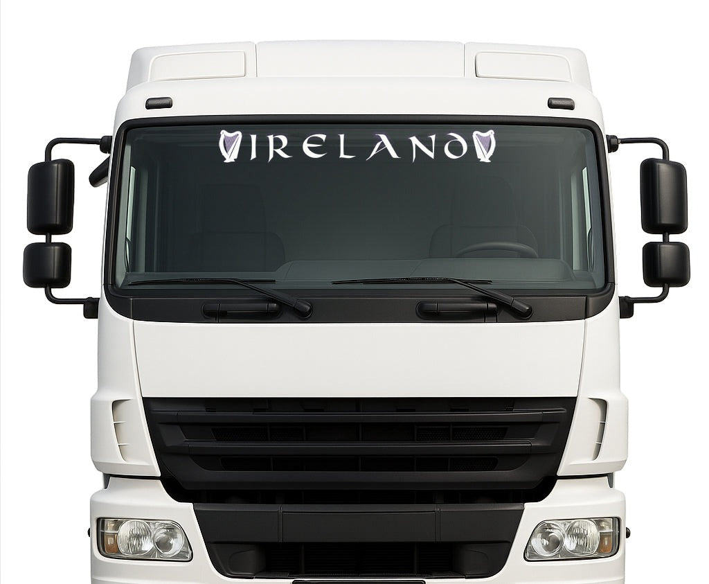 Irish Harp lorry windscreen sticker in White