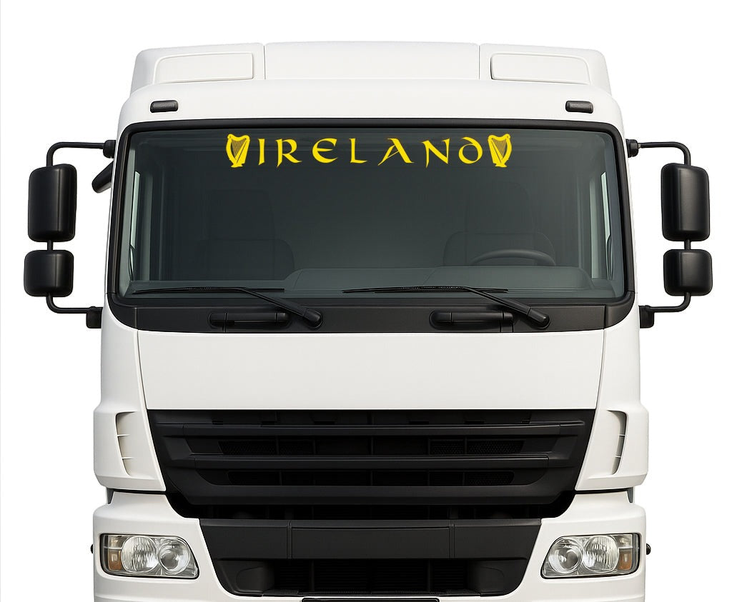 Irish Harp lorry windscreen sticker in Yellow