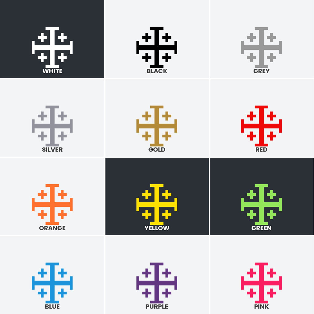 Christian Jerusalem Crusader Cross sticker, Christian Cross vinyl decal, car sticker, laptop decal