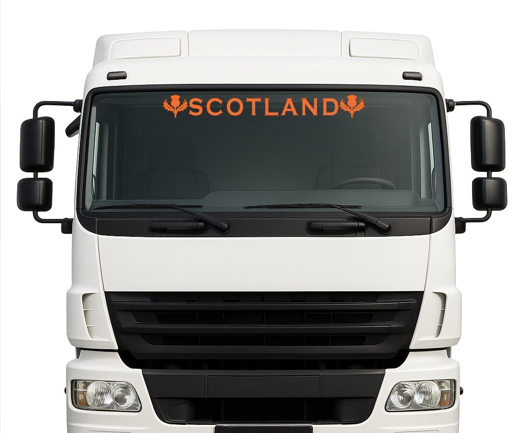 Scottish Thistle lorry windscreen sticker in Orange