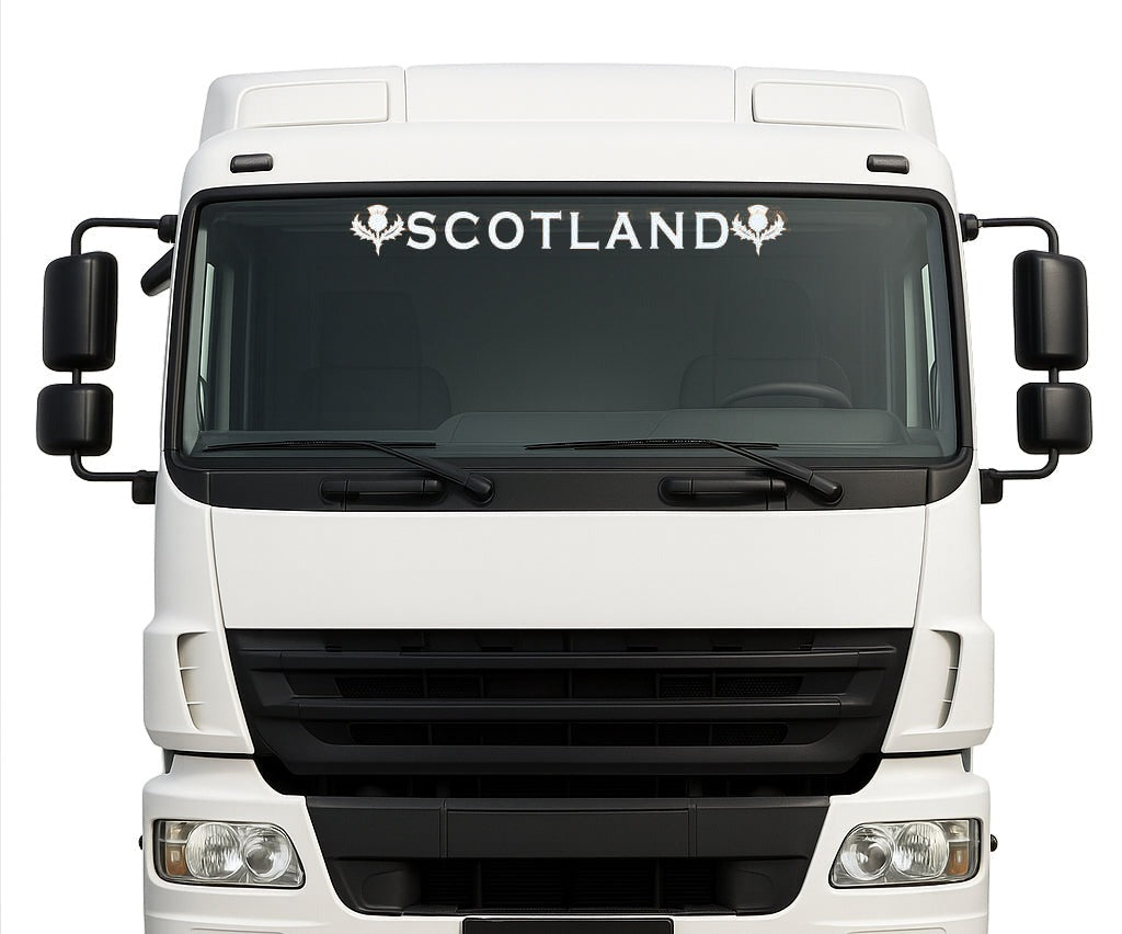 Scottish Thistle lorry windscreen sticker in White