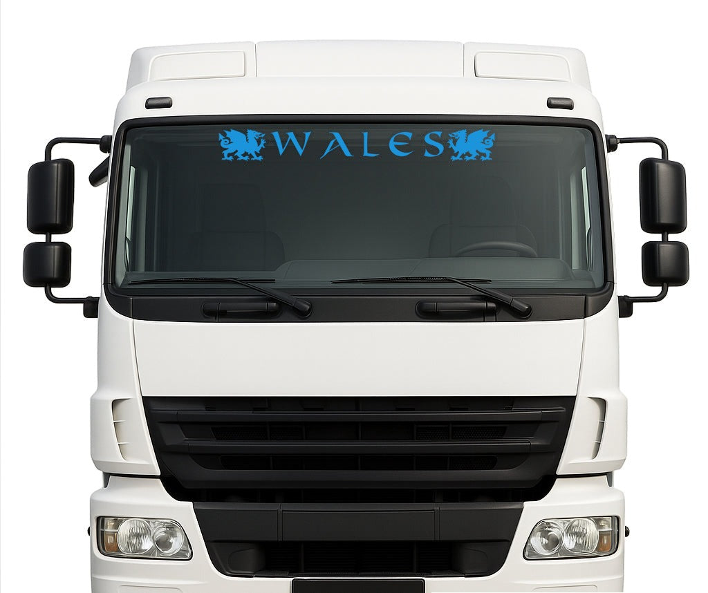 Welsh Dragon lorry windscreen sticker in Blue
