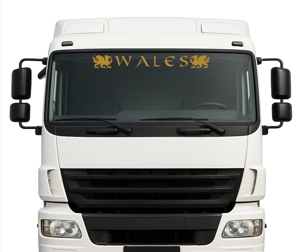 Welsh Dragon lorry windscreen sticker in Gold