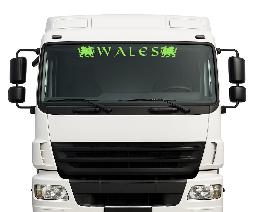 Welsh Dragon lorry windscreen sticker in Green
