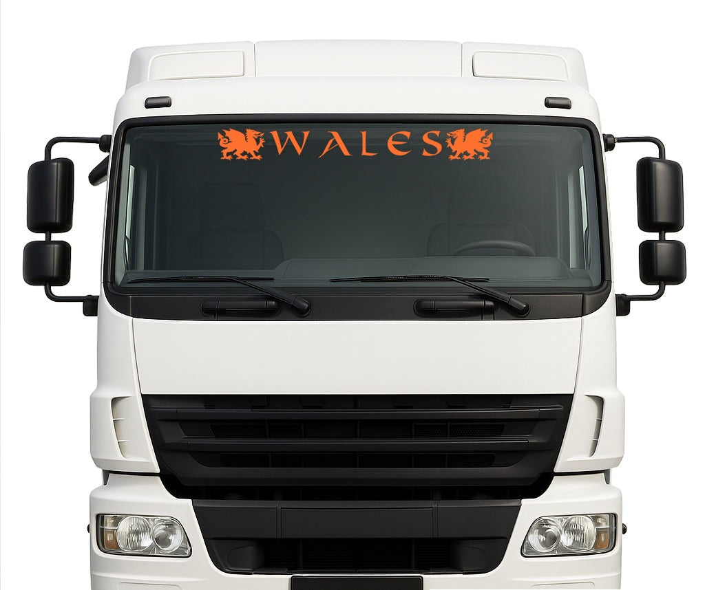 Welsh Dragon lorry windscreen sticker in Orange