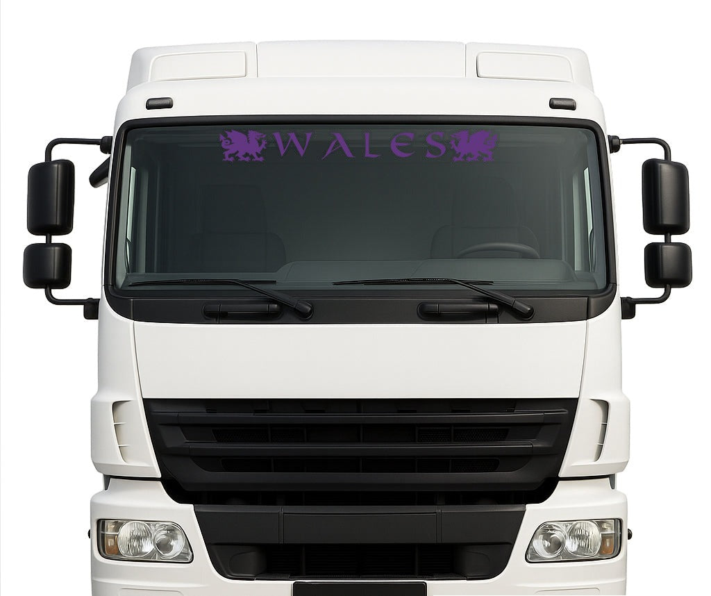 Welsh Dragon lorry windscreen sticker in Purple