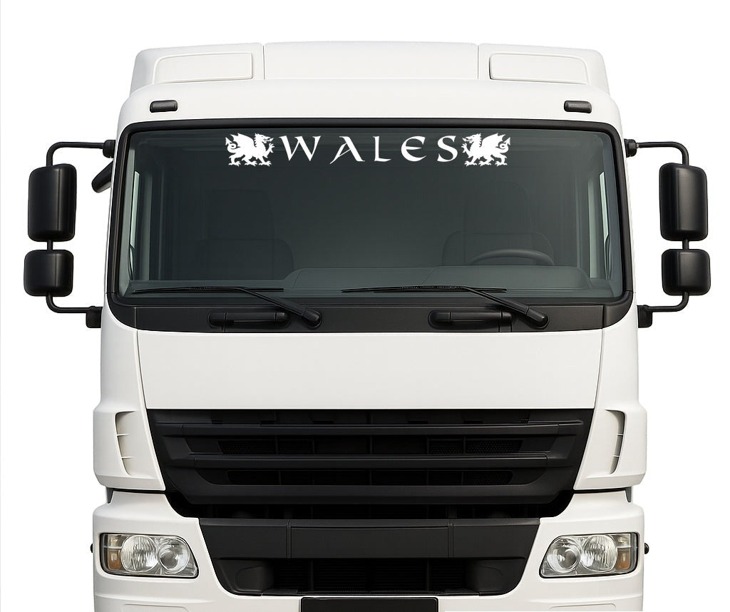 Welsh Dragon lorry windscreen sticker in White