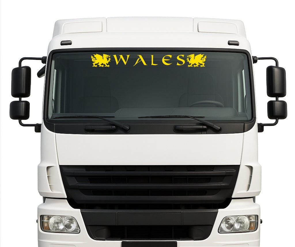 Welsh Dragon lorry windscreen sticker in Yellow