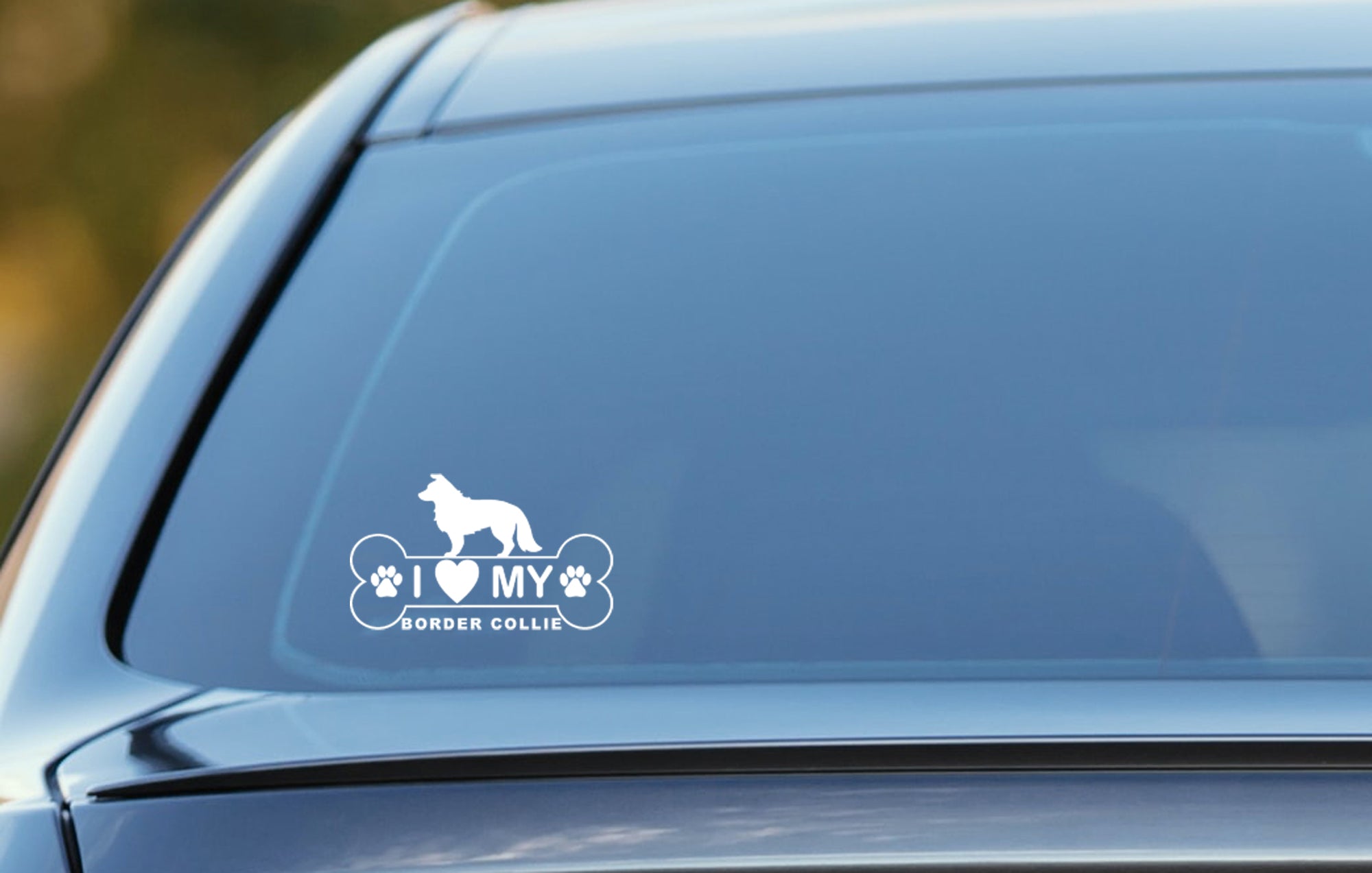 I love my Border Collie vinyl car decal image 0