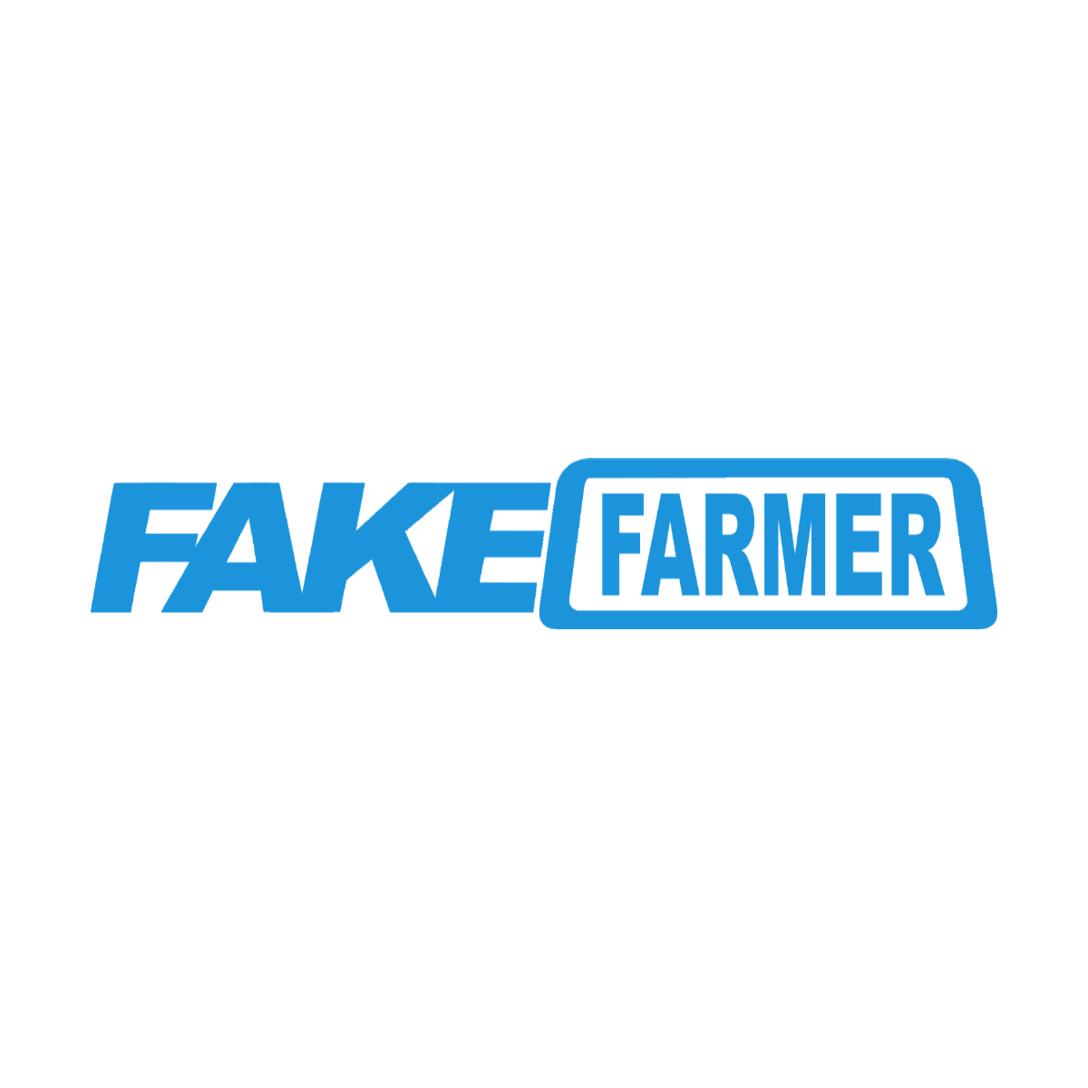 Fake Farmer vinyl decal in blue