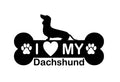 I love my Dachshund vinyl car decal image 0