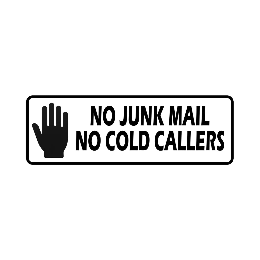 No Junk Mail No Cold Callers Sticker, Door Window Warning Decal