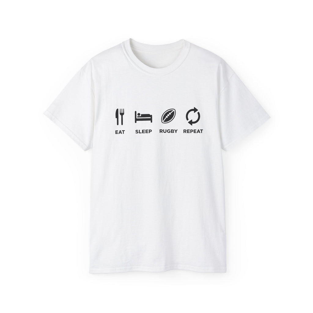 Premium Eat Sleep Rugby Repeat T-Shirt, Funny Rugby Sports Graphic Tee