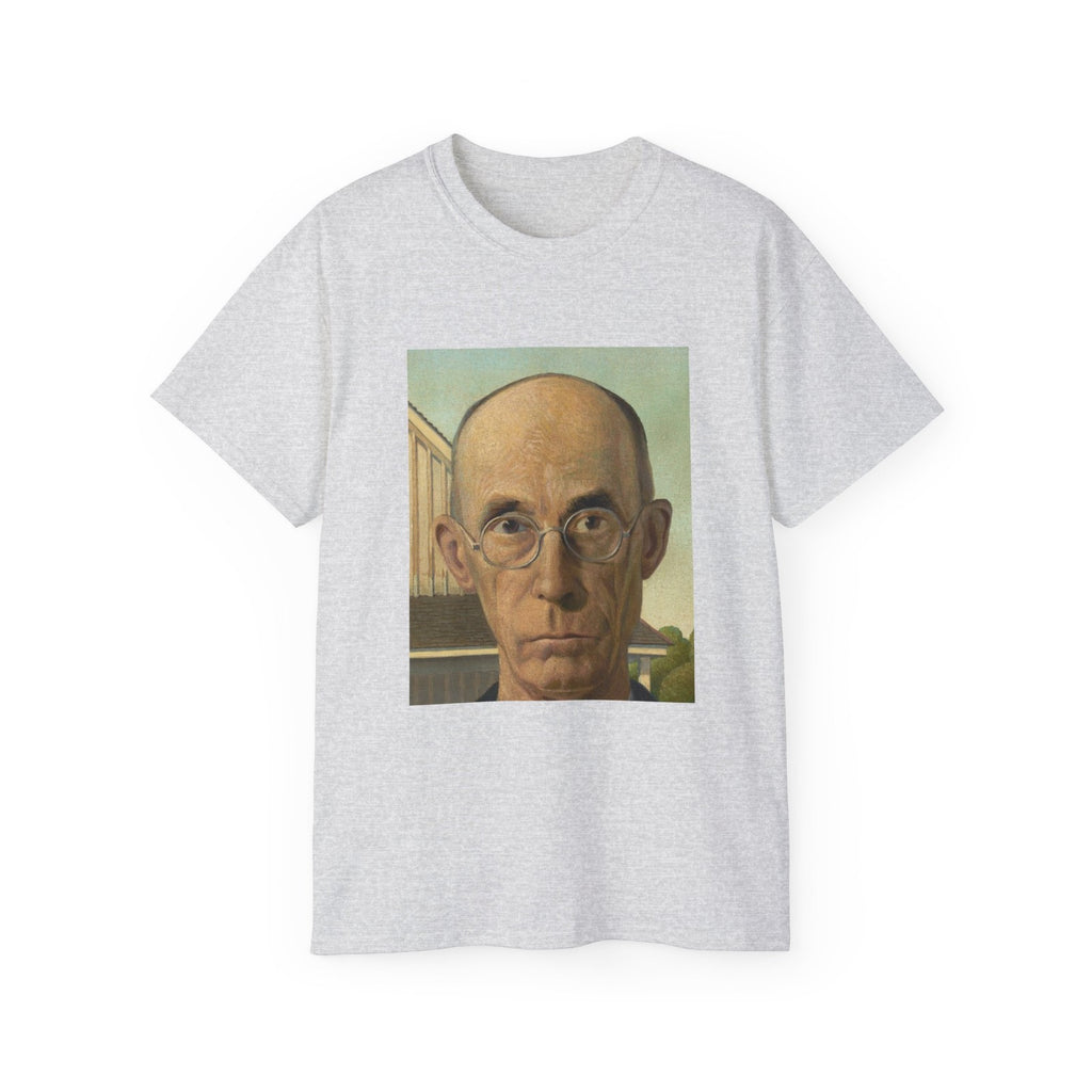 American Gothic Close-Up T-Shirt - Grant Wood Farmer Portrait Art Tee