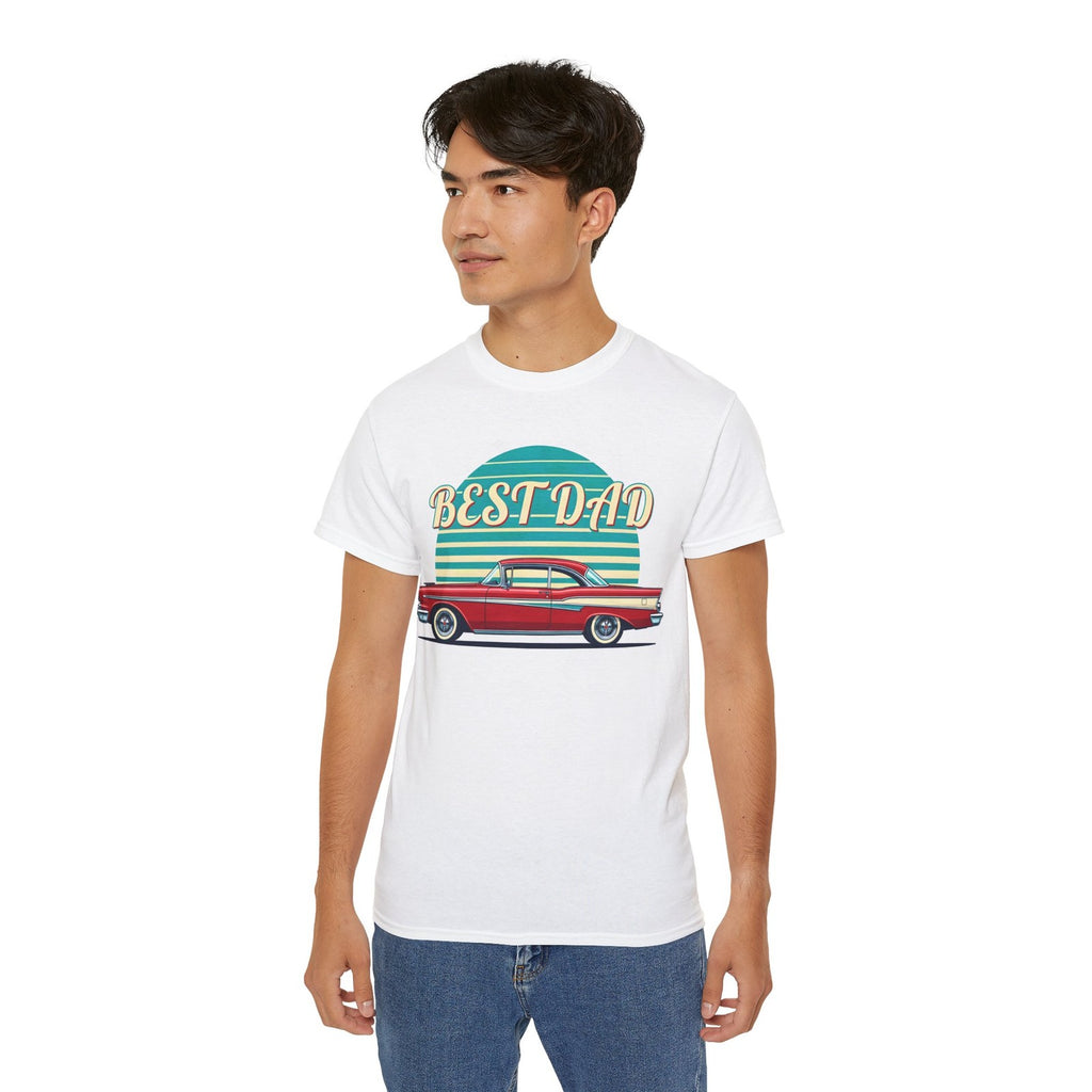 Premium Best Dad Classic Car T-Shirt Retro Father's Day Birthday Gift Tee