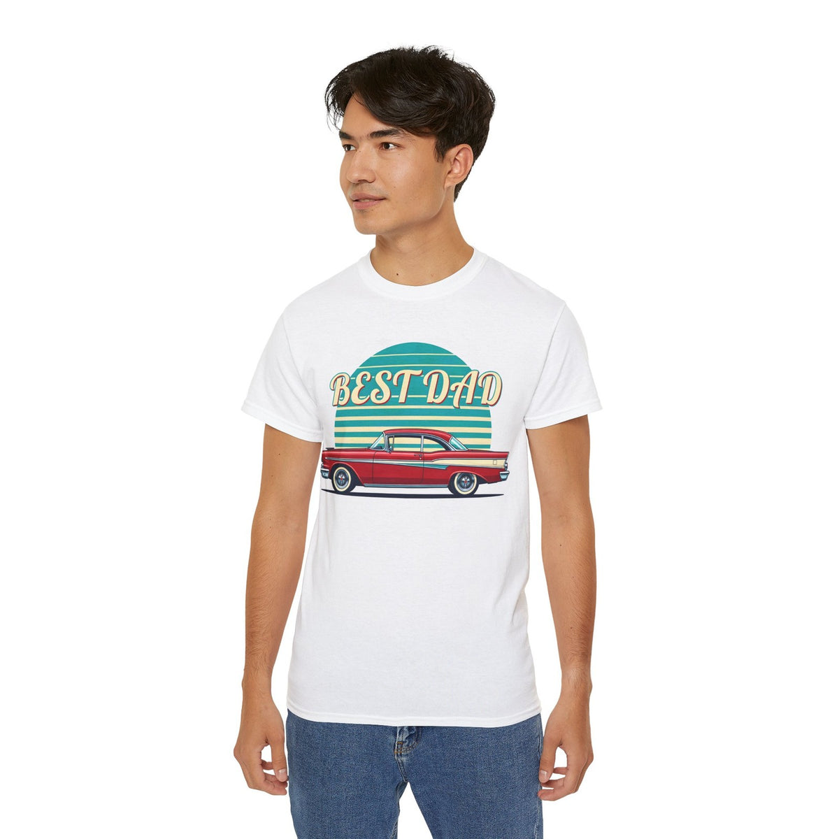 Premium Best Dad Classic Car T-Shirt Retro Father's Day Birthday Gift Tee