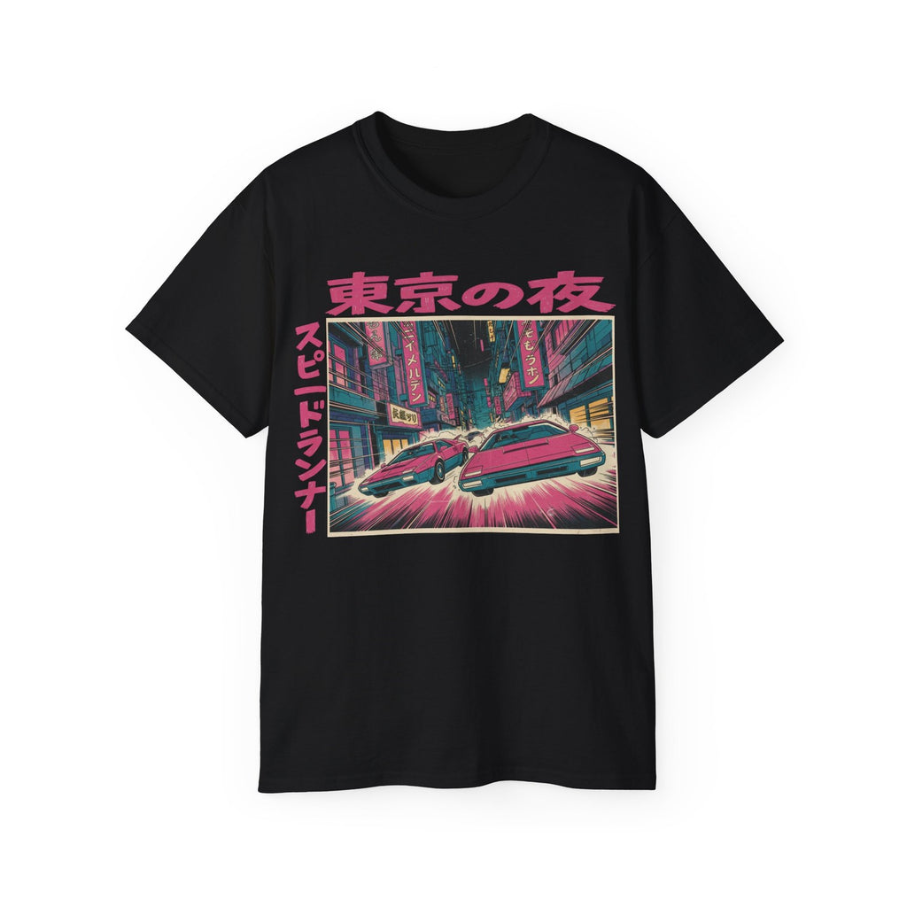 Tokyo Night Speed Runner T-Shirt, Japanese T-Shirt, Retro Cyberpunk Car