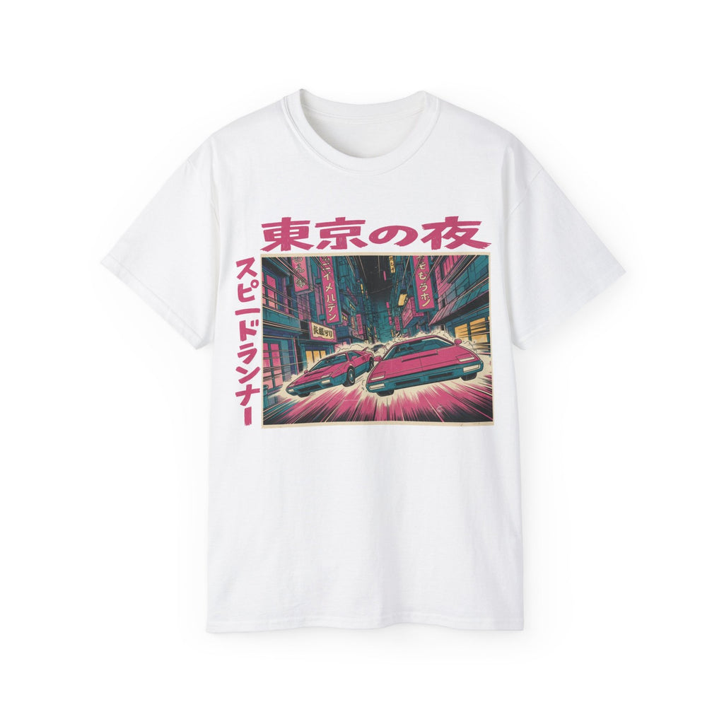 Tokyo Night Speed Runner T-Shirt, Japanese T-Shirt, Retro Cyberpunk Car
