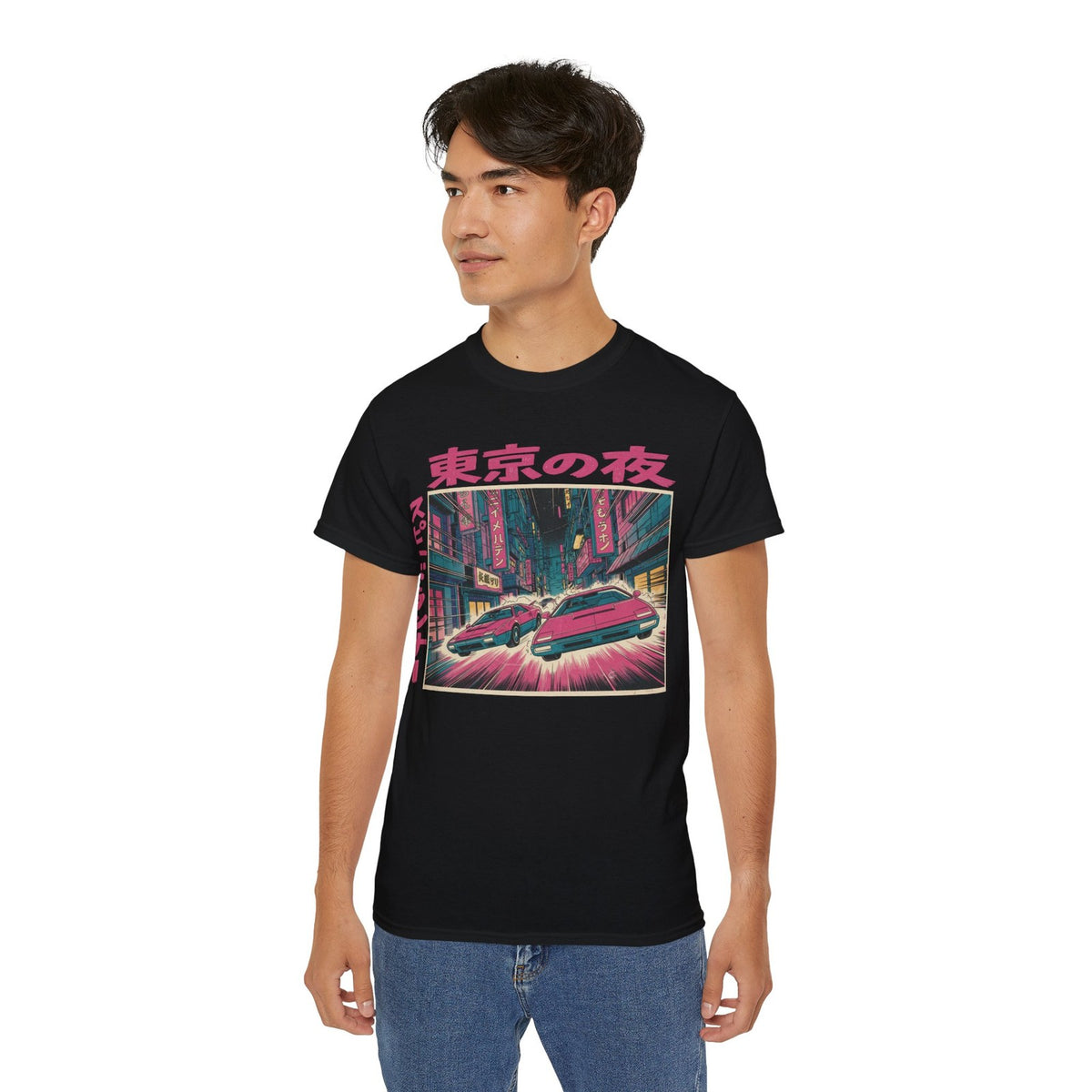 Tokyo Night Speed Runner T-Shirt, Japanese T-Shirt, Retro Cyberpunk Car