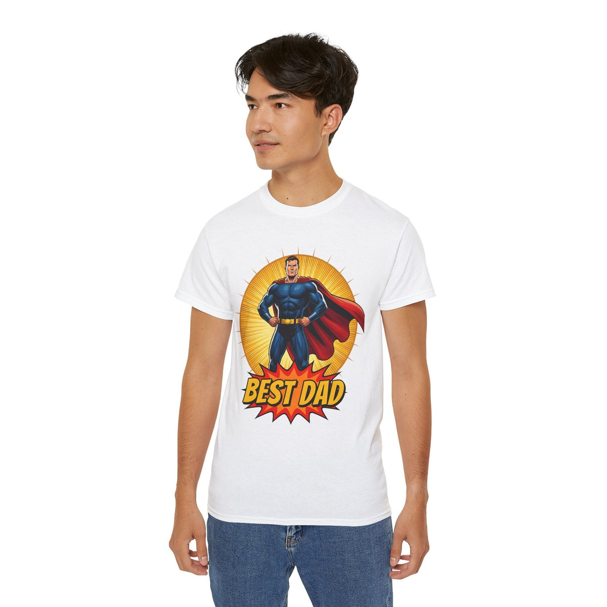 Best Dad Superhero Premium T-Shirt, Comic Style Birthday Present Father's Day