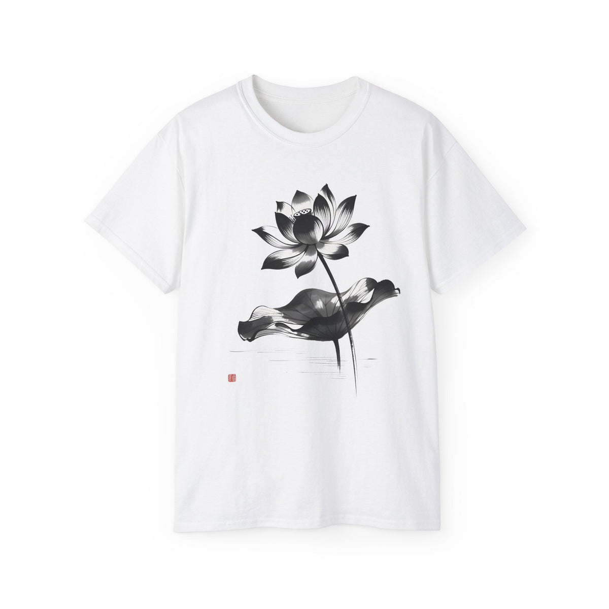 Lotus Flower T-Shirt, Japanese Ink Art Tee, Gift for Men and Women, Minimalist Design