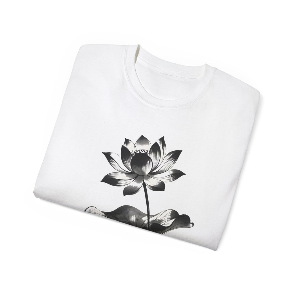 Lotus Flower T-Shirt, Japanese Ink Art Tee, Gift for Men and Women, Minimalist Design