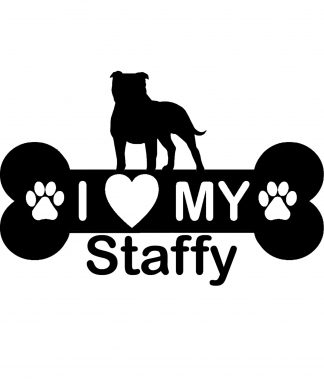 I love my Staffy vinyl car decal