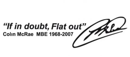 If In Doubt Flat Out Colin McRae inspired car sticker, vinyl decal