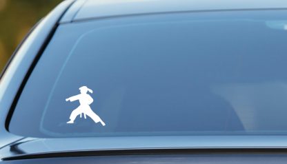 Karate girl sticker for laptop or car window, martial arts gift